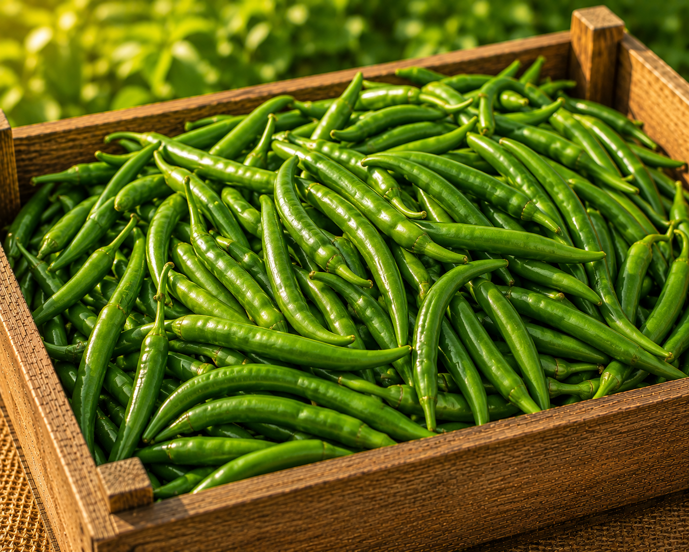 Long and short green chilli varieties